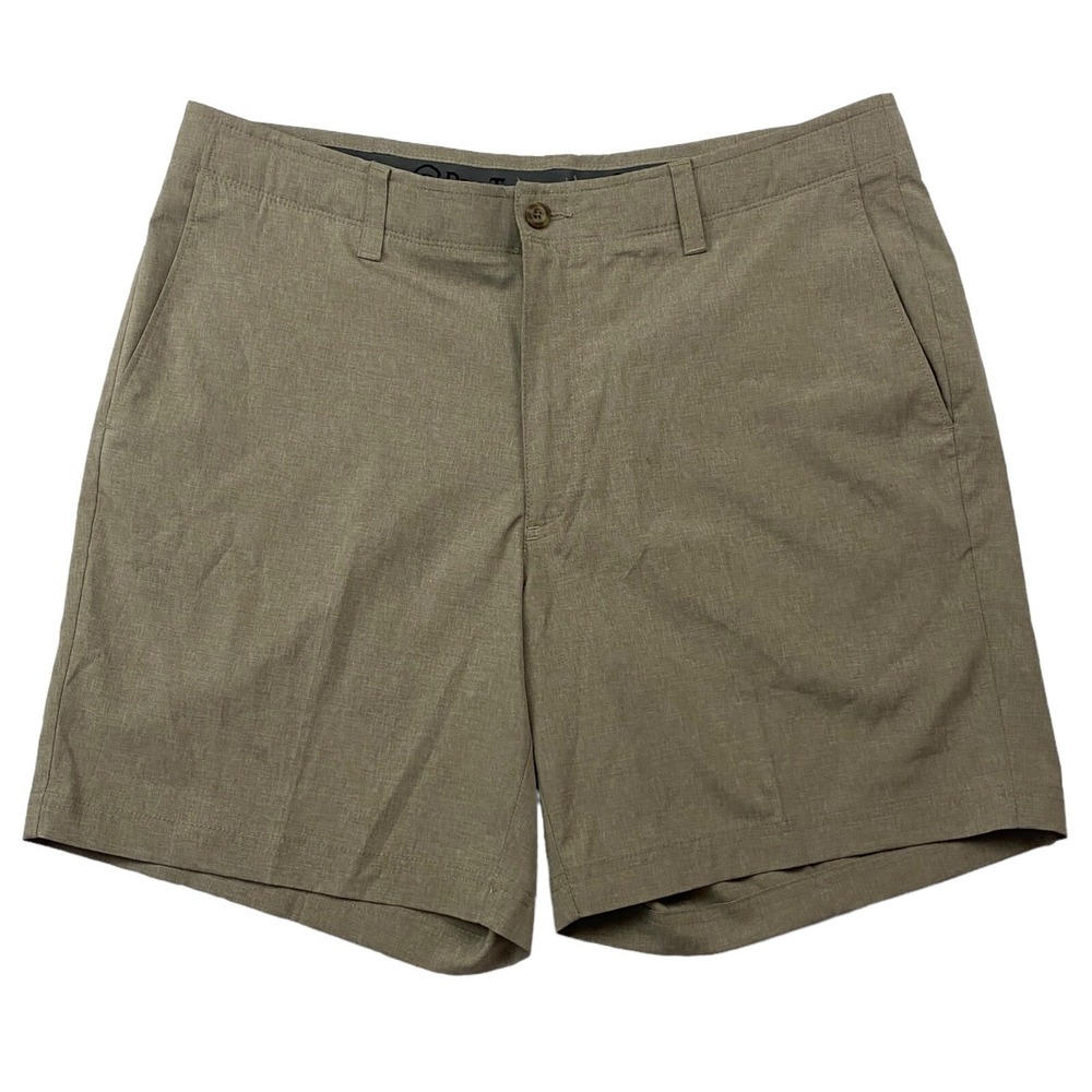 PRO TOUR Beige/Sand Khaki Flat Front Shorts Polyester Spandex Stretch Golf Sz 36